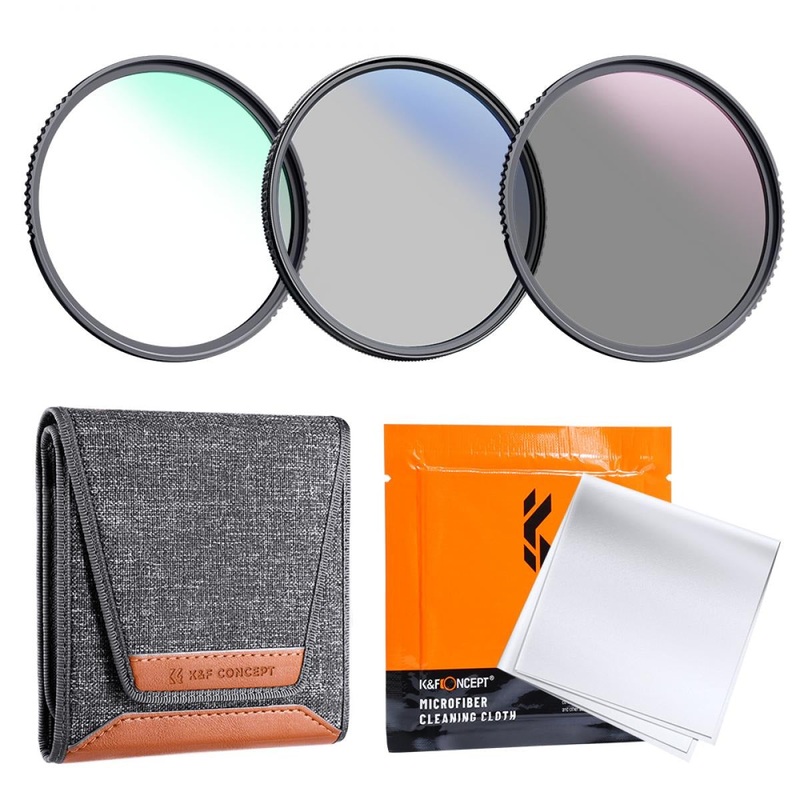 K&F Concept Nano K Series 77mm 3pcs Slim Lens Camera Optical Filter Kit with Lens Cleaning Cloth & Filter Pouch (MCUV+CPL+ND4) Waterproof HMC Hoya Multi-Coated UV Coated Polarize | 1944V1
