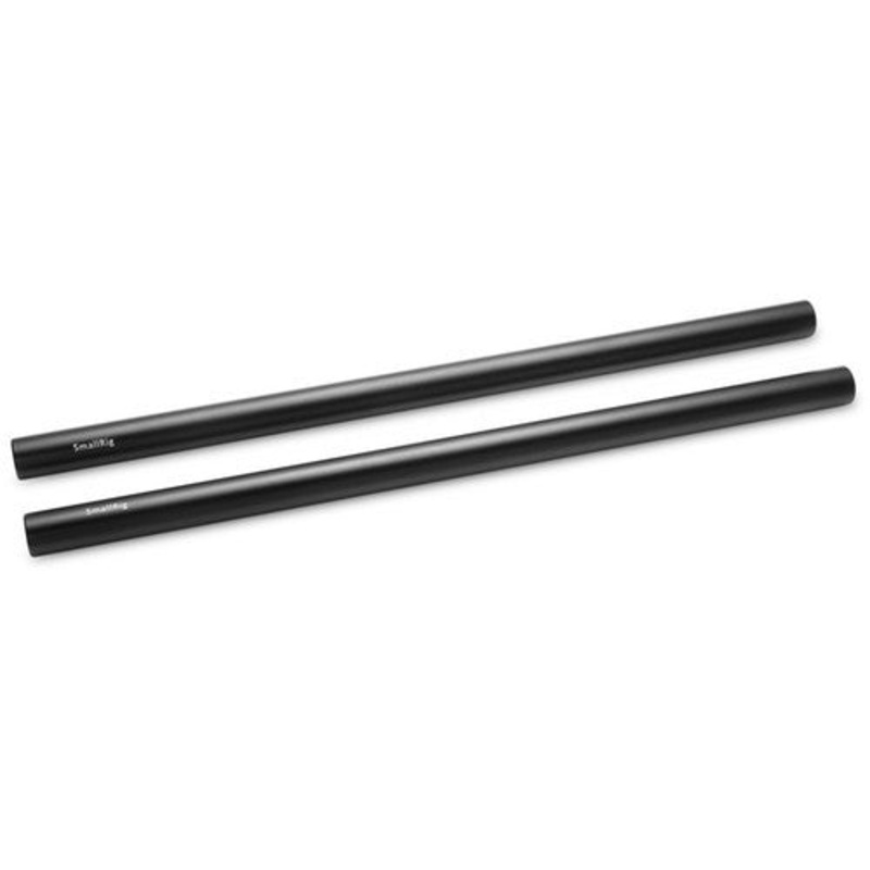 SmallRig 2pcs 30cm Black Aluminum Alloy 15mm Rod with M12 Threaded Ends 1053