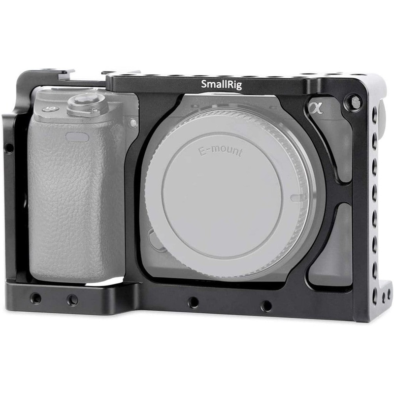 SmallRig Form-fitting Aluminum Alloy Camera Cage for Sony A6000 / A6300 / A6500 / Nex-7 Mirrorless Cameras with Multiple 1/4-20 Accessory Threads, Rubber Padding and Integrated Shoe Mount | 1661