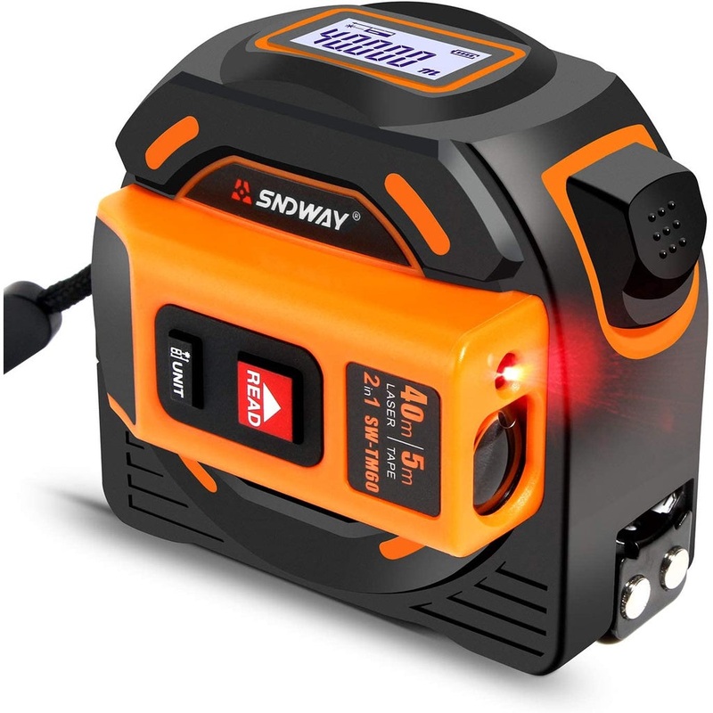 SNDWAY SW-TM40 40 Meters Laser Distance Meter Tape Rangefinder Self-Locking Ruler 40M