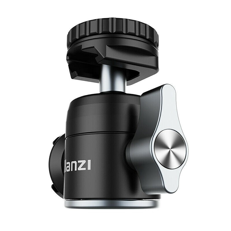Ulanzi U-60 Mini Aluminum Tripod Ball Head with Dual Cold Shoe Mount Bracket 360 Degree Rotatable Base