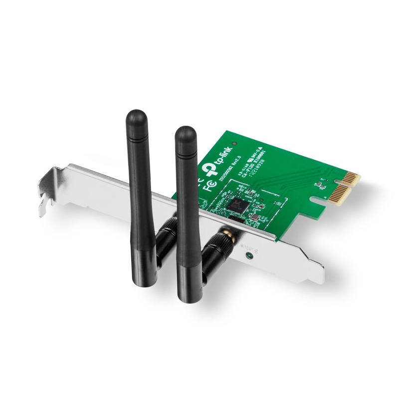 TP-Link TL-WN881ND 300Mbps Wireless N PCIe Adapter 2.4GHz with 2x High Gain External Antennas, PCI Express 2.0, 20dBm Wireless Transmit Power, MIMO Technology, Low Profile & Full Height Brackets for Windows, Linux