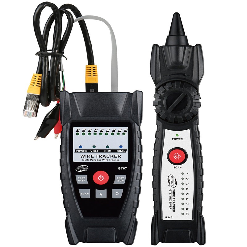 Benetech GT67 Multi-Purpose Wire Tracker (Battery Included) with Aligator Clip Probes & Leads for Power Cables, RJ11 Telephone Lines, RJ45 Ethernet Cables, Lighting Wires