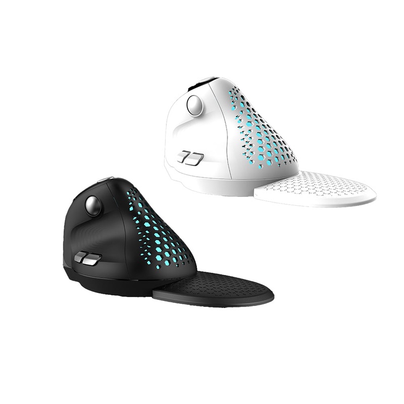 [CLEARANCE] Delux M618XSD Seeker Wired / Wireless Bluetooth Ergonomic Vertical Mouse 2.4GHz with OLED Screen, Magnetic Palm Rest, 4000 DPI, Rechargeable, 6 Programmable Buttons, 2-Wheel Controls, 1pc Magnetic Removable Honeycomb Cover (White)
