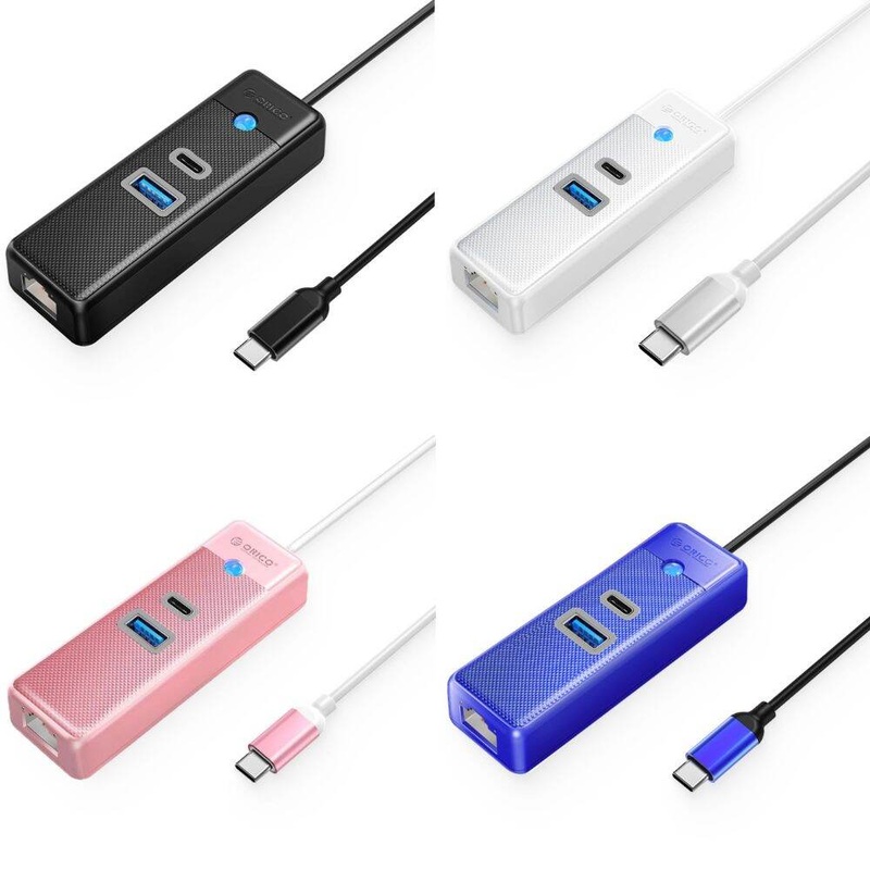[CLEARANCE] ORICO 3-in-1 USB 3.0 Type C Data Hub with 5Gbps USB-C 3.0 Input, 1000Mbps Ethernet, 5Gbps USB-A 3.0 Output for Windows 8/10, macOS, Linux | PWCUR-C3-05
