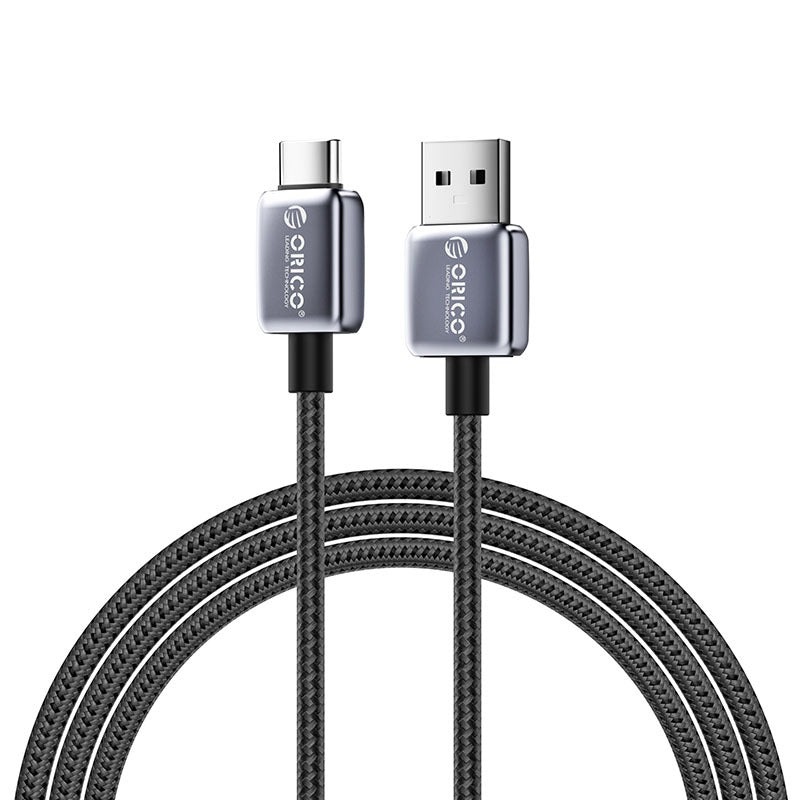 [CLEARANCE] ORICO GQA66 (1.5m) USB-A to USB Type C Fast Charging Data Cable 11V/6A 66W, 480Mbps Transmission Rate, Nylon-Braided Aluminum Alloy for Smartphones, Android, Tablet