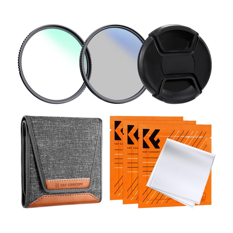 K&F Concept Nano-K Series Ultraviolet + Polarizing (MCUV + CPL) Optical Lens Filter Kit Waterproof HD MRC 18-Layer Nano-Coated with Lens Cap & 3pcs Cleaning Cloths | 37mm 40.5mm 43mm 46mm 49mm 52mm 55mm 58mm 63mm 67mm 72mm 77mm 82mm