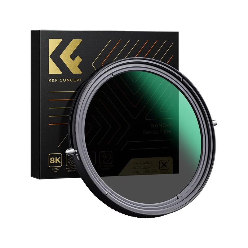 K&F Concept Nano X Series ND2-ND32 Variable Neutral Density + Polarizing (ND + CPL) Optical Lens Filter Waterproof UHD MRC 28-Layer Nano-Coated for Camera Lens | 46mm
