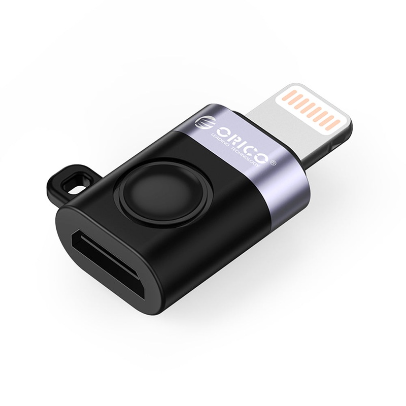 ORICO Lightning to Micro B Charging & OTG Adapter with 480Mbps Fast Data Transfer Rate, PD 5W 4.5A Fast Charging, OTG Flash Drive Function Supported, Anti-lost Lanyard for Smartphone, Tablet, Gaming Console, Computer, Laptop | WLB-BK-BP