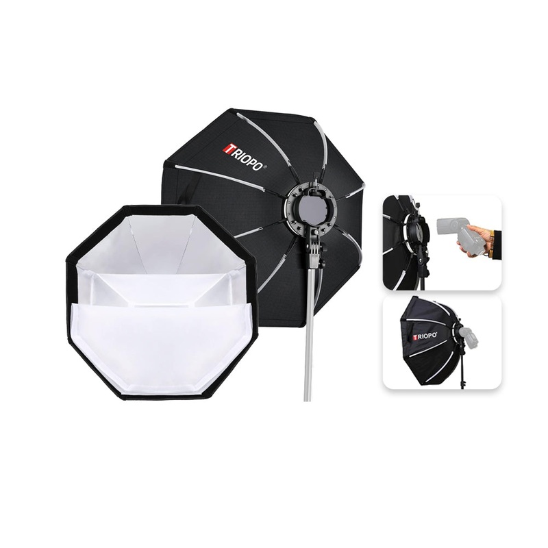 Triopo KX55 Foldable Octagon Softbox with Universal Chuck for Speedlite Flashes Godox Yongnuo Neewer Nikon Sony Fujifilm Canon Speedlite Flash Light Camera Photography Studio Lighting Equipment