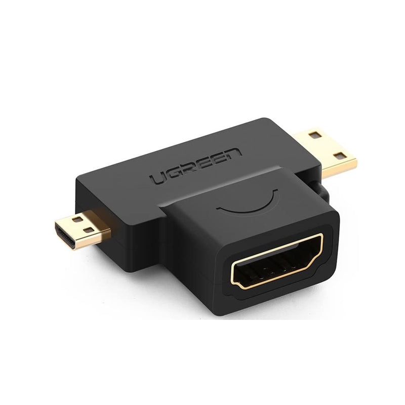 [CLEARANCE] UGREEN 1080p Micro HDMI / Mini HDMI Male to HDMI Female Unidirectional Cable Adapter with Gold-Plated Contacts for HD Cameras, Projectors, and Displays | 20144