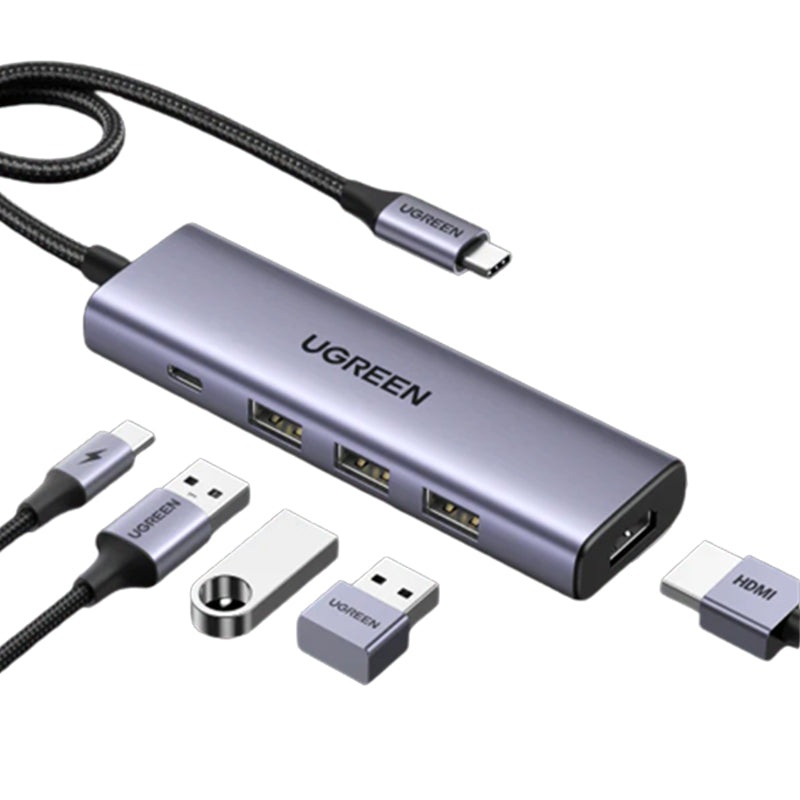 [CLEARANCE] UGREEN 5-in-1 USB-C Multifuntional Adapter Dock with 100W PD Power Delivery USB 3.0 Ports, and HDMI 1.4 Video Output Port | 15596