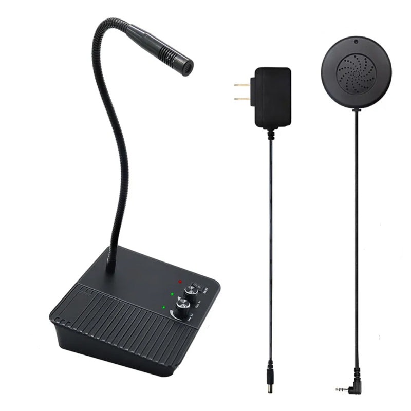 DAYTECH WI11 Two-Way Window Intercom System Glass Barrier PA Speaker and Microphone with Adjustable Volume for Bank, Office, Hospital, Clinic, Pharmacy, Restaurant, Cafe, Coffee Shop, Ticketing, Information Desk Counter