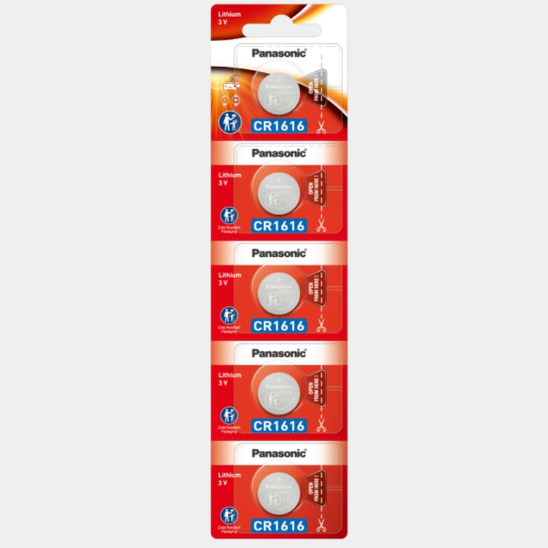 Panasonic CR1616 Lithium 3V Coin Battery 5pcs for Key Fob, Remote, Watch, Calculator, Thermometer | Batteries | CR-1616/5BE