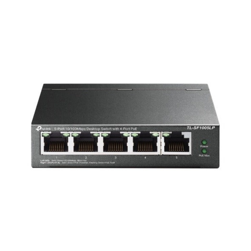 TP-Link TL-SF1005LP 5-Port 10/100Mbps Desktop Switch with 4-Port PoE Fanless Fast Ethernet RJ45 Network Switch Hub (Plug & Play) with Auto-Negotiation and Auto-MDI/MDIX Support TP LINk TPLINK