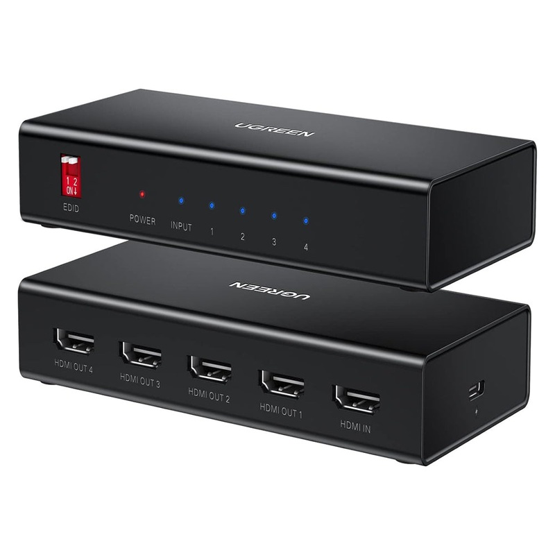 UGREEN 1 Input to 4 Output 4K HDMI 2.0 Splitter 1X4 (Plug & Play) with EDID Support – Compatible with Apple TV, SkyBox, Xbox, PS5/4, HD TV, Monitor, Projector | Audio & Video Components | 90514