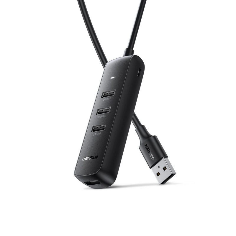 UGREEN 5V 2A 4-Port Powered USB 3.0 Hub (0.25 Meter) with Up to 5Gbps Transfer Speed for MacBook, PC, Desktop Computer, Laptop, Keyboard, Mouse, Card Reader, etc. | 10915