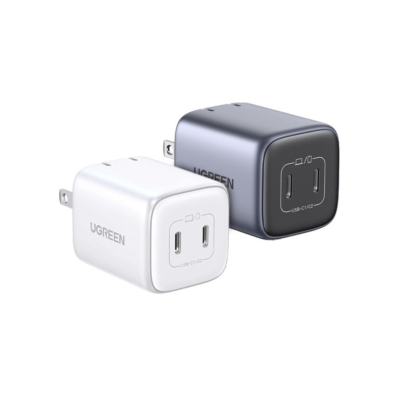 UGREEN Nexode 45W Dual Port USB C Mini GaN Fast Charging Wall Adapter Charger for iPhone Pro Max, iPad Air Mini Pro, Huawei, Samsung Galaxy, Google Pixel, Android Smartphone, Tablet, Laptop, etc. (Space Grey, White) | 15331 90572