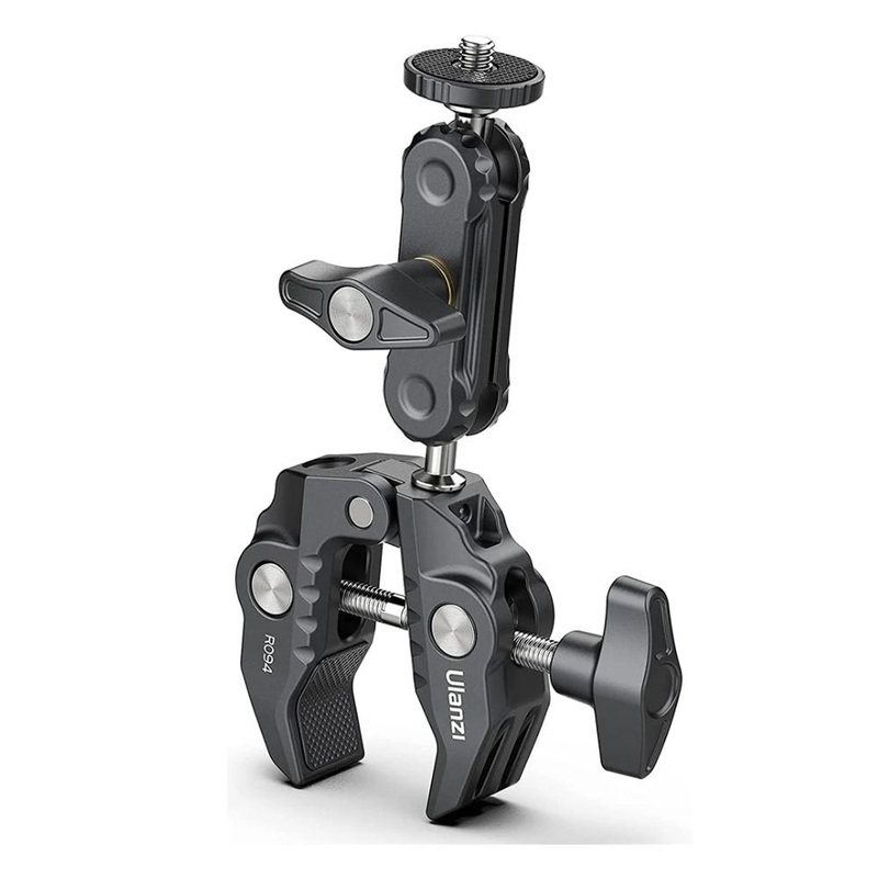 Ulanzi R094 Super Clamp with 360 Dual Mini Ball Head Arm, 0.5 to 2.4 Clamping Capacity, 1/4-20 & 3/8-16 Mounting Screws for Phone Clip, GoPro Mount, DSLR, SLR, Mirrorless, Action Camera | 2638