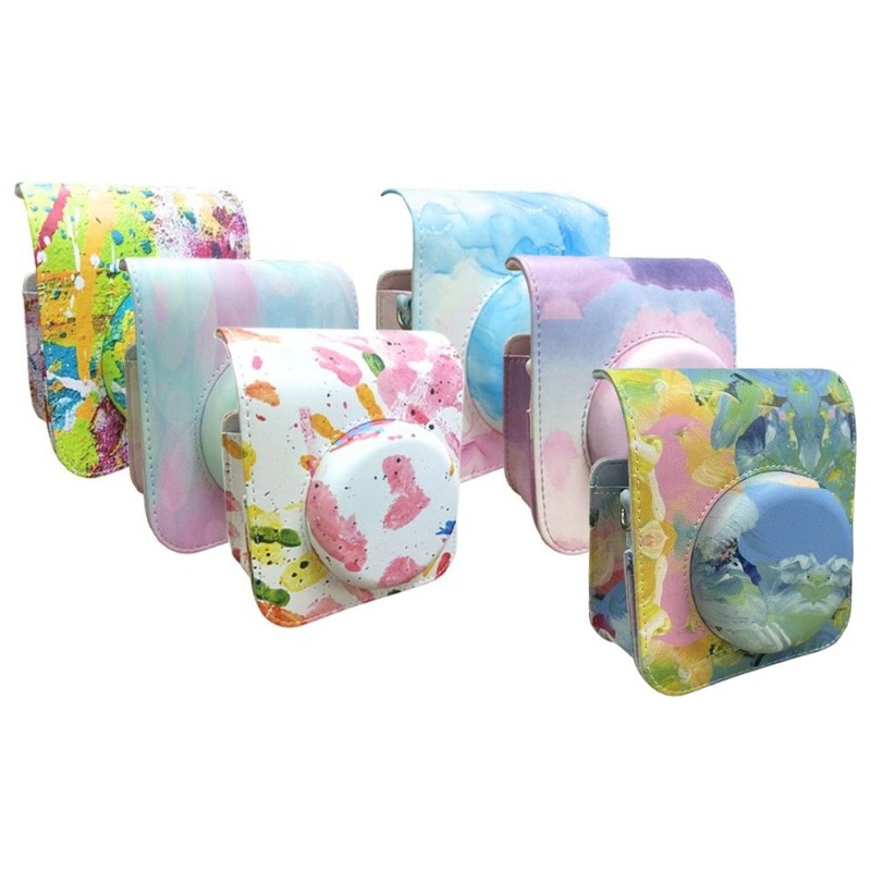 [CLEARANCE] Pikxi BMS12 Painted Style Fujifilm Instax Mini 12 Colorful Artistic PU Leather Protective Camera Case Bag with Shoulder Strap – Palm Print