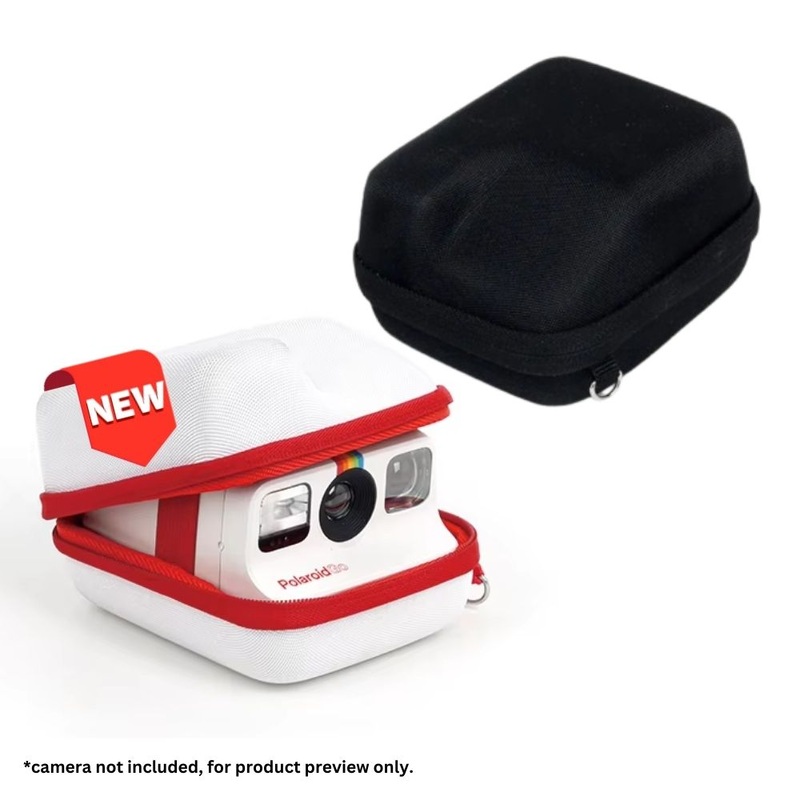 [CLEARANCE] Pikxi Portable Hard Case Camera Storage Bag with Strap, Double Zipper for Polaroid Go Instant Mini Camera – Black