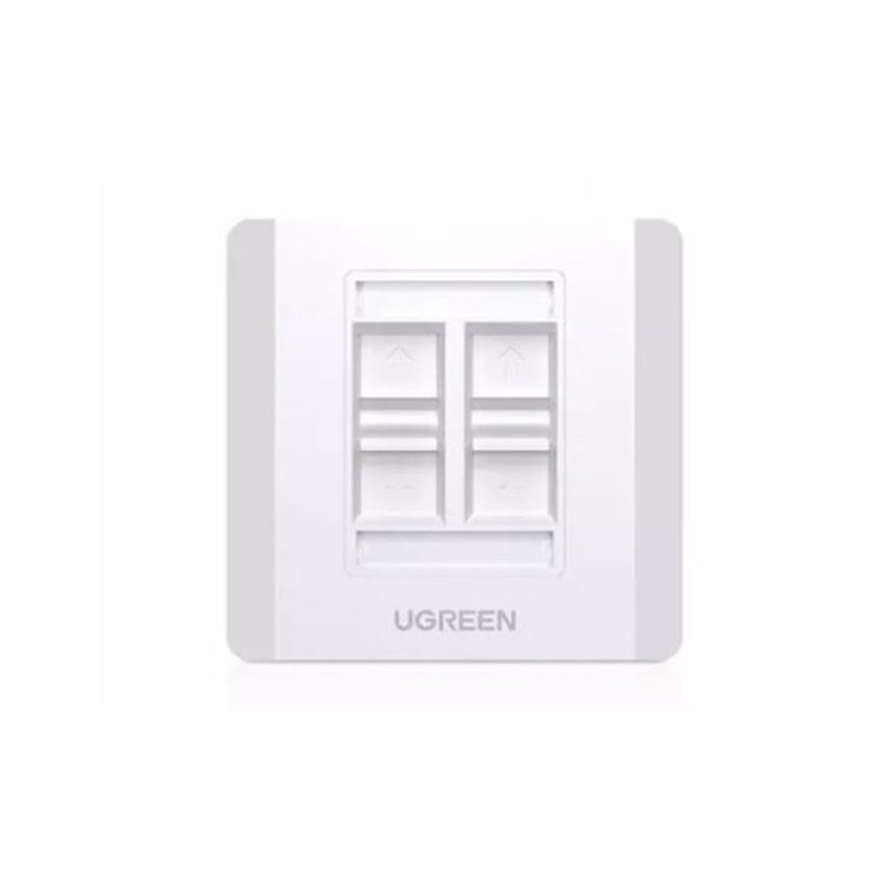 [CLEARANCE] UGREEN 4 Port Network and Telephone Wall Plate LAN / RJ45 / RJ11 Female to Female Keystone Wall Coupler Plate | 80443