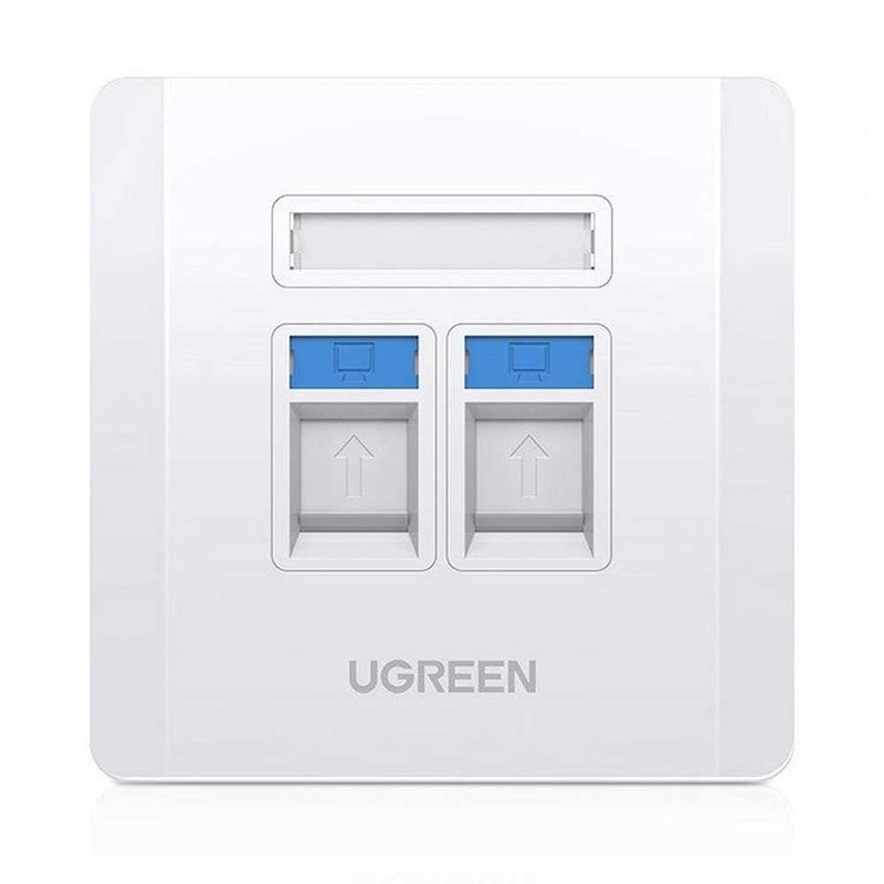 [CLEARANCE] UGREEN Dual Port Network and Telephone Wall Plate LAN / RJ45 / RJ11 Female to Female Keystone Wall Coupler Plate | 80182