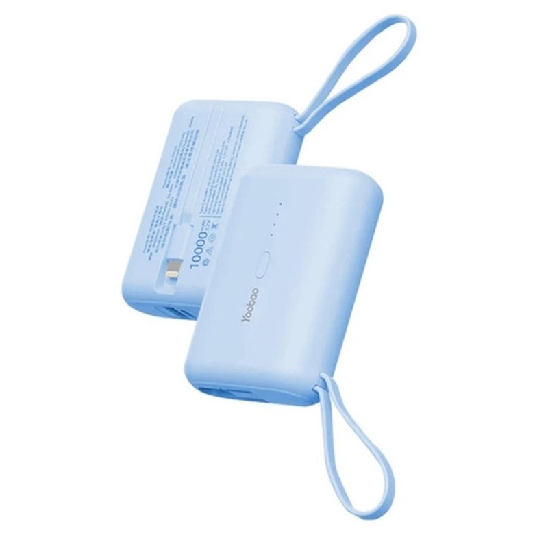 [CLEARANCE] Yoobao LK-PD20 10000mAh 22.5W Fast Charge Mini Power Bank with Built-In Type C & Lightning Charging Cable, USB-A & USB-C Port for Phone, Tablet, Camera, iPhone, Android Smartphone, etc. – White / Purple / Blue | Powerbank