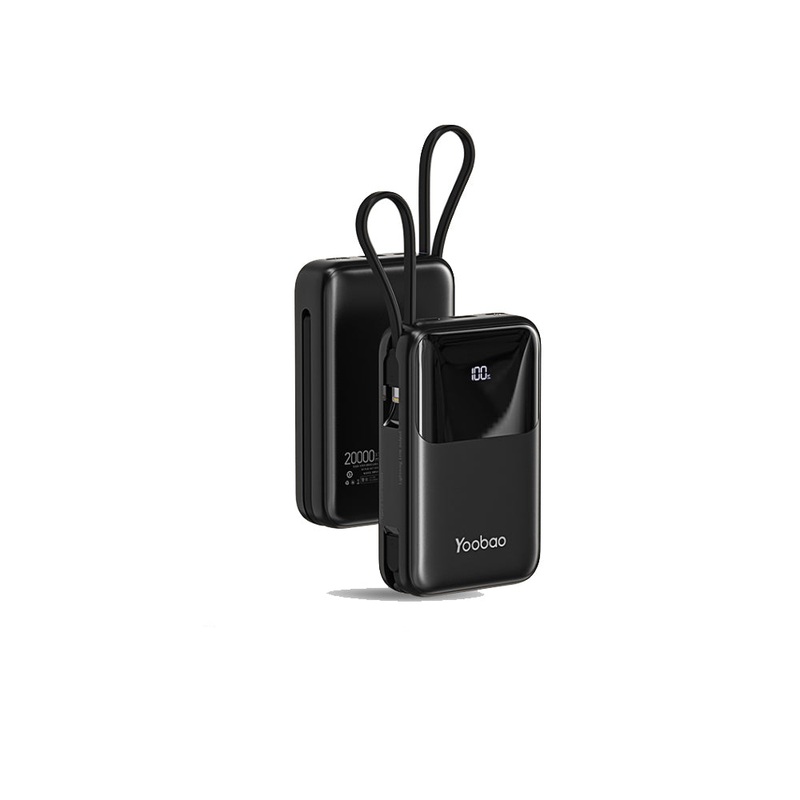 [CLEARANCE] Yoobao LQ20 20000mAh 22.5W Fast Charge Digital Display Power Bank with Built-In Type C & Lightning Charging Cable, USB-A & USB-C PD Port for Phone, Tablet, Camera, iPhone, Android Smartphone, etc. – Black / Purple / Blue | Powerbank