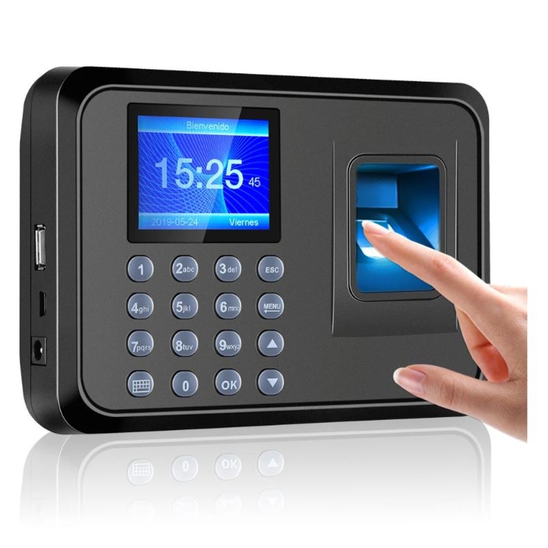 LogicOwl OJ-F01 FP Attendance Biometric Time Logger with Fingerprint and PIN Passcode Entry, Built-In 2.4 Inch TFT LCD Display and Direct Reports Export via USB 2.0 for Office Schedule Timekeeping