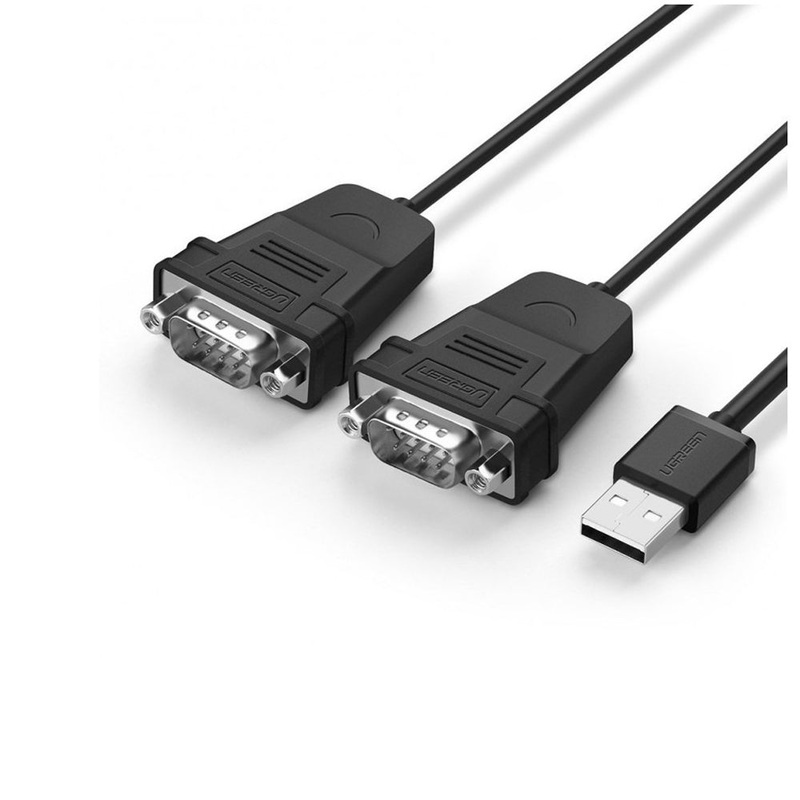 UGREEN 1.5 Meters USB 2.0 Male to Dual RS232 Male Converter Adapter Cable for PC, Desktop Computer, Camera, Router, Serial Modem, Barcode Scanner, Cash Register, Tax Printer, etc. – Supports Windows, macOS, Linux | 30769