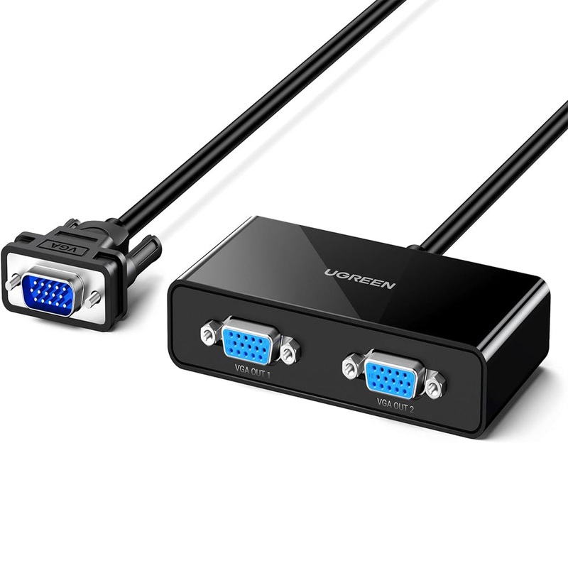 UGREEN 1080p VGA Male to 2 Female Video Splitter Cable (1 Meter) for PC, Dekstop Computer, Laptop, DVD Player, Display Monitor, TV, Projector, etc. – Supports Windows, MacOS, and Linux | 20918