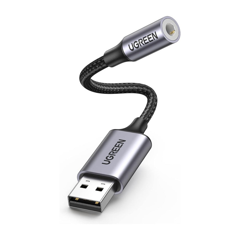 UGREEN 3.5mm Aux Female to USB-A Male Braided Audio Adapter Cable for PC, Laptop, Tablet, Phone, Speaker, Headphone, Earphone, etc. – Supports Windows, macOS, Linux, Android | 30757