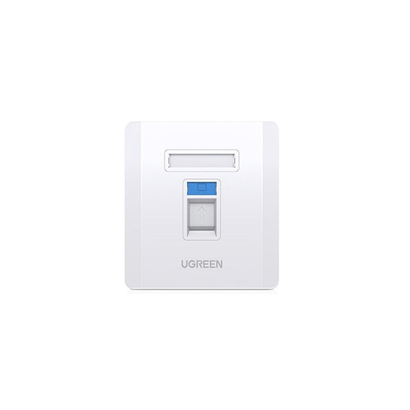 UGREEN RJ45 / RJ11 Single Port LAN Network Wall Socket (10×10 x 3cm) – White | 80180