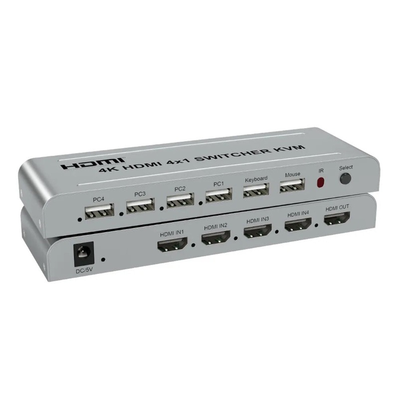 ArgoX 4K 30Hz HDMI USB1.1 Switcher 4×1 with KVM, 3D Video Support, 4 USB Host Devices and 2 Mouse Keyboard for PC, Laptop, and Android Computers | HDSW4-KVM