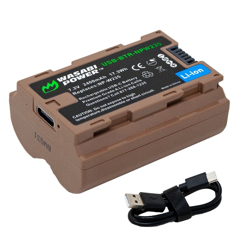 [CLEARANCE] Wasabi Power FUJIFILM NP-W235 NPW235 Battery with USB Type C Fast Direct Charging for Fujifilm GFX 50S II, GFX 100S, GFX 100 II, X-H2S, X-S20, X-T4, X-T5 Digital Camera