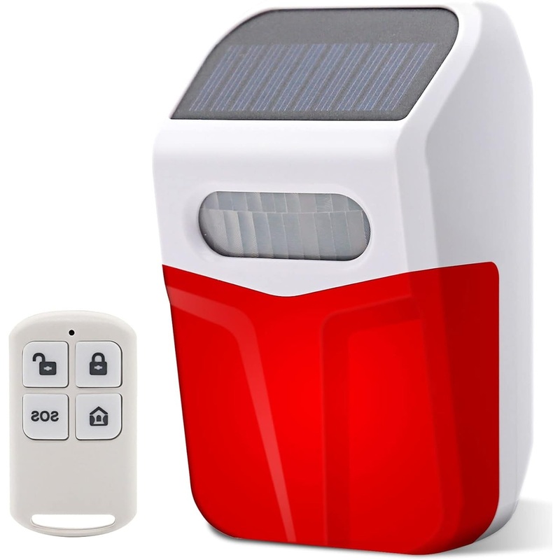 DAYTECH Waterproof Outdoor Solar Powered Home Security Alarm System with Remote Controller, Motion Detector, Sound and Light Alert Siren | SL08
