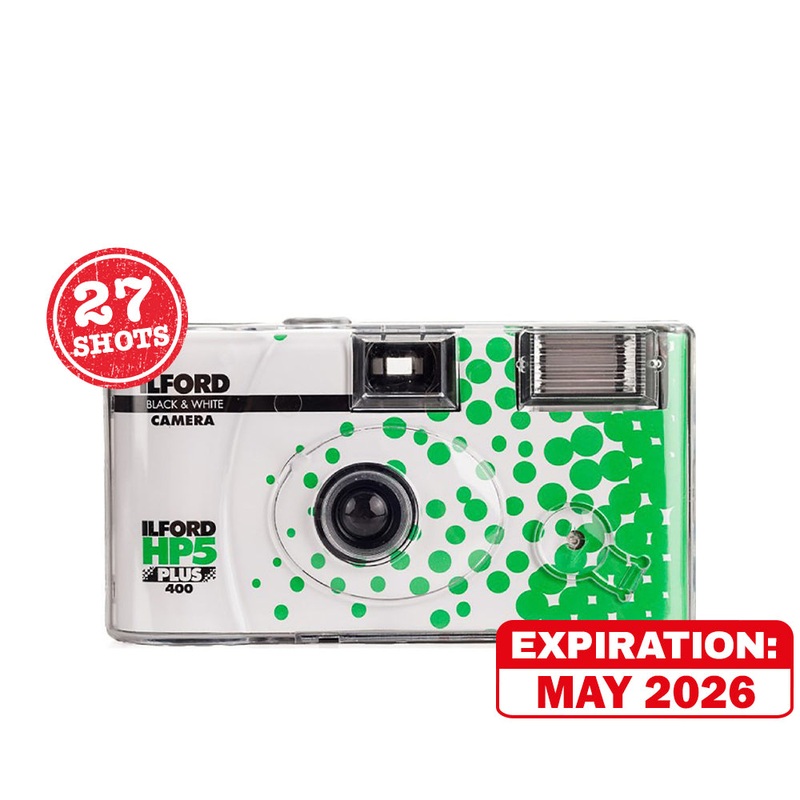 ILFORD HP5 Plus Black and White Disposable Camera with 27 Exposures, ISO 400, 35mm Film Format, Fixed Focus Wide-Angle Lens and Built-In Flash for Point and Shoot Photography