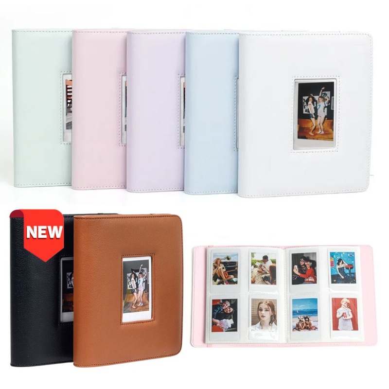 Pikxi AM288 288 Pockets PU Leather Photo Album for Fujifilm Instax Mini Instant Film Cameras – Available in Blossom Pink, Pastel Blue, Lilac Purple, Off White, Mint Green, Black and Brown