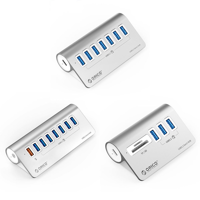 [CLEARANCE] ORICO USB 3.2 Gen 1 5Gbps 7-Port Type-C Hub with (0.5m) 2-in-1 USB-A/C to USB-C Data Cable – Supports Windows, macOS, and Linux Systems for PCs, Desktop Computers, and Laptops – USB Hubs & Docking Stations | M3U7-05-SV-BP