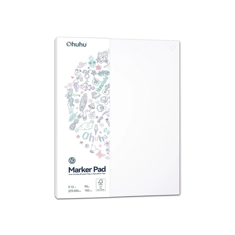 Ohuhu Bleedproof 60 Sheets 9×12 Double-Sided Marker Pad, Acid-free Art Pages with Maximum Blendability for Sketch, Drawing and Illustration | Y44-83000-44