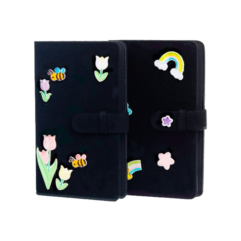 Pikxi 96 Pockets Black Felt 3 Photo Album with Velcro Stickers for FUJIFILM Instax Mini Film Instant Camera | Color Star, Tulip