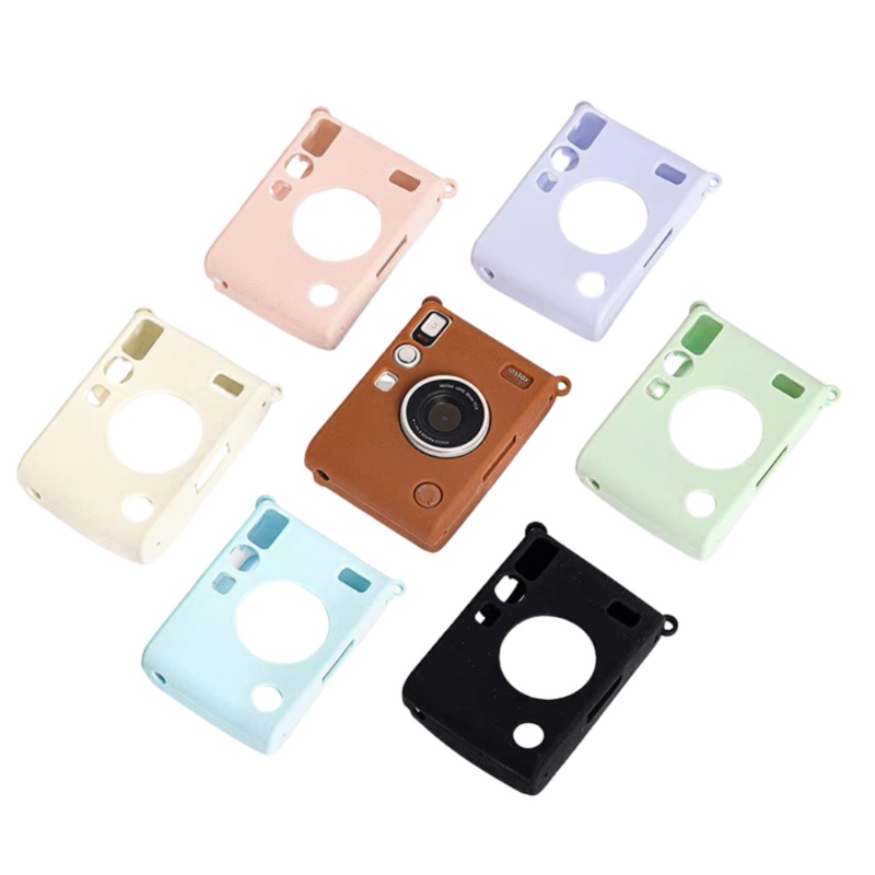 Pikxi Soft Silicone Protective Case for FUJIFILM Instax Mini EVO Instant Film Camera Wear & Drop Resistant with Precise Cutout Holes | White Brown Black Pink Purple Blue Green