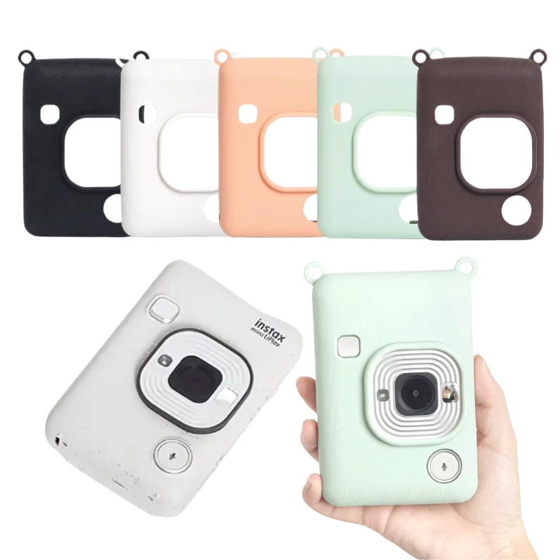 Pikxi Soft Silicone Protective Case for FUJIFILM Instax Mini Li Play Hybrid Instant Digital Film Camera Wear and Drop Resistant with Formfitting Design | Black White Blush Green Brown