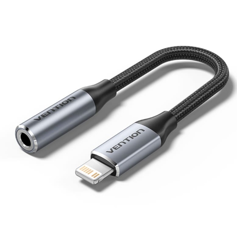 Vention iPh Male to 3.5mm Earphone Jack Adapter with Cotton Braided Exterior for Cars, Mobile