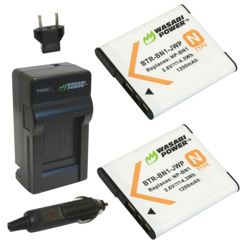 Wasabi Power Battery NP-BN1 (2-Pack) BN1 and Charger for Sony Cyber-shot |