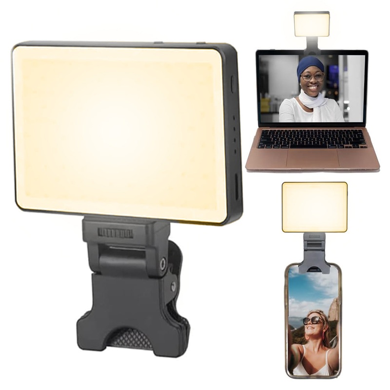 Wasabi Power Clip On Bi-Color LED Video Fill Light with USB A to Type C Charging Cable, Built-in 1950mAh Rechargeable Battery and 1/4 Attachment Hole for Tripod, Smartphone, Laptop, PC, Desktop Computer, Camera