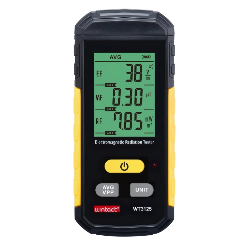 Wintact WT3125 Electromagnetic Radiation Tester with 3 Mode Measurement, Sound Alarm, 3 Color Alert with Safety Level, Data Hold Function and Color-Screen Display