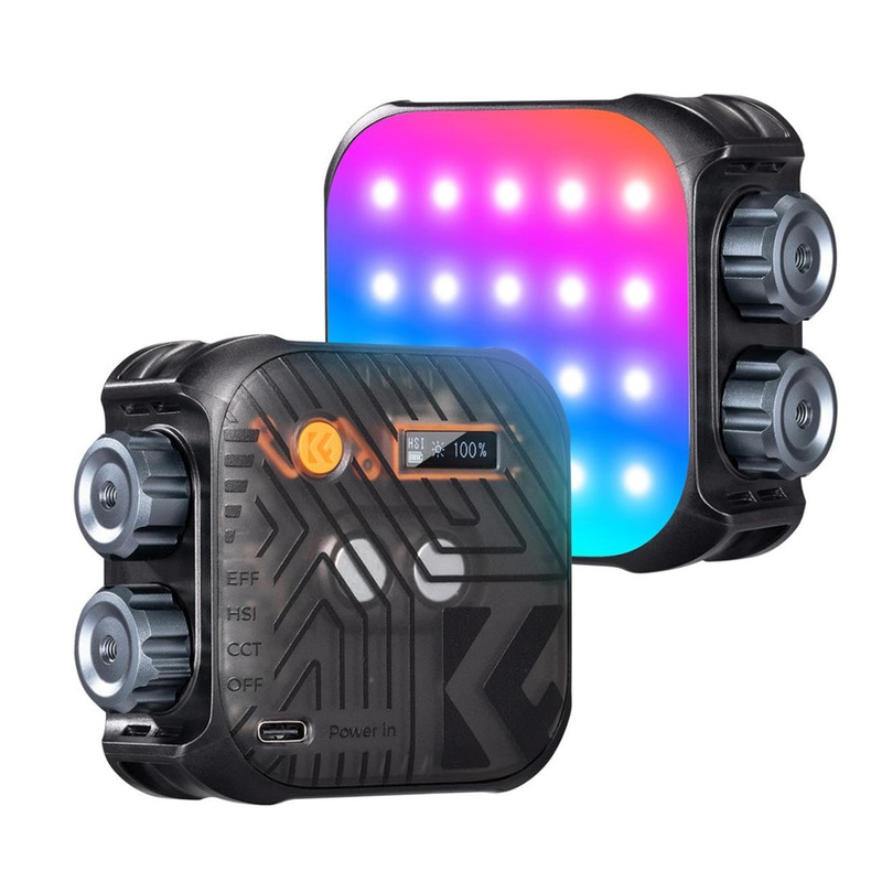 K&F Concept RGB LED Portable Video Fill Light 360 Full Color CRI 96+ with Built-In 2000mAh Rechargeable Battery & 15 Light Effects for Travel Photography Content Creation Vlogging Streaming Recording – Blue