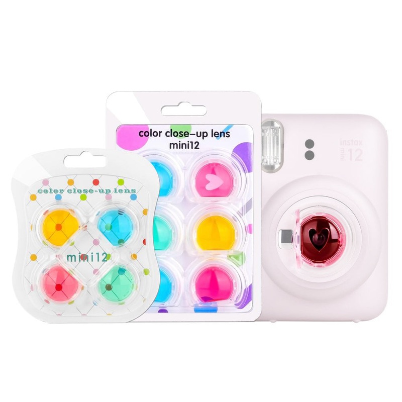 Pikxi 4pcs / 6pcs Colored Lens Filters for Instax mini 12 Film Camera with Red, Yellow, Green, Blue, Red heart, and Blue Circle